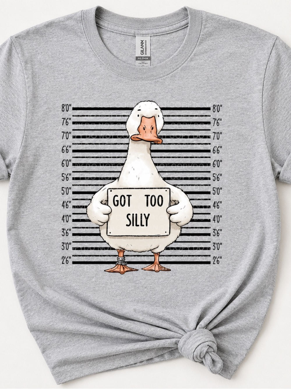 Gildan Gray Tee with White Duck and Orange Beak Graphic